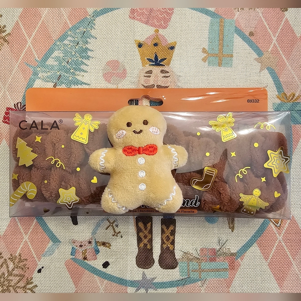 NWT CALA Gingerbread Man Plush Cosmetic Skincare Elastic Spa Headband